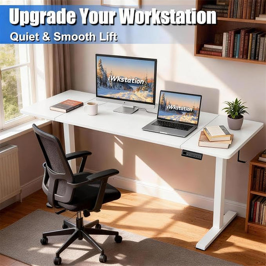 Standing Desk with Splice Board Adjustable Height- 63 inch Mobile Stand up Desk with Wheels, Portable Sit Stand Desks Electric with Lockable Casters