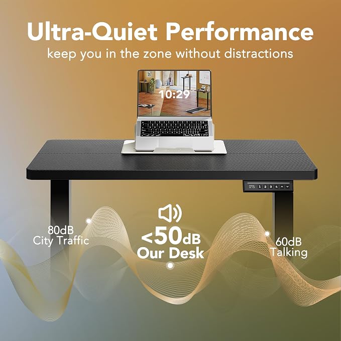HUANUO Electric Standing Desk,40" x 24" Height Adjustable Desk, 4 Memory Height Settings, Sit to Stand Up Desk for Home Office, with Headphone Hook, Cable Manager, Carbon Fiber Black