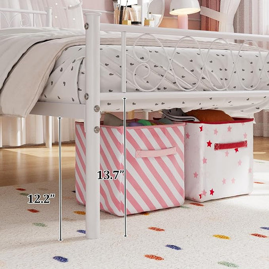 GarveeHome Twin Size Bed Frame, Metal Platform Bed Frame with Headboard and Footboard, 12.2 in Bed Frame with Strong Metal Slats Support, Under Bed Storage, No Box Spring Needed, Black