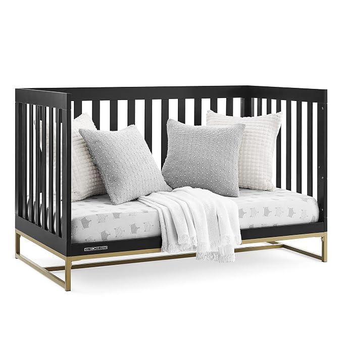 Delta Children Jade 4-in-1 Convertible Crib - Greenguard Gold Certified, Ebony/Bronze