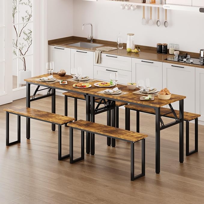 Need Office Computer Desk -35.8 L Sturdy and Heavy Duty Folding Laptop Table,Writing Table/Home Office Desk/Sewing Table, No Assembly Required, Rustic Brown & Black Frame