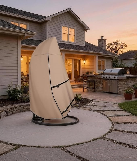 ULTCOVER Patio Hanging Egg Chair Cover - Waterproof Outdoor Single Seat Swing Egg Chair with Stand Cover 45W x 33D x 68H inches