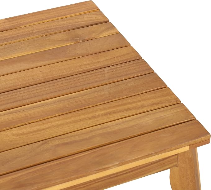 VilroCaz 4-Pieces Acacia Wood Patio Furniture Set, All-Weather Outdoor Patio Conversation Set with Coffee Table and Soft Cushions, Rope Weave Porch Chairs for Garden Backyard Porch Balcony