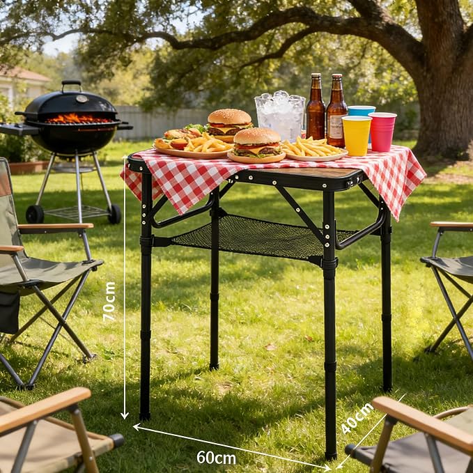 Mini Folding Camping Table - 2ft RV Space-Saving Table& Kids Toy/Learning Desk, Anti-Stain Desktop for Outdoor Glamping/Picnic/Patio & Indoor Decor (Retro Wooden-Grained)