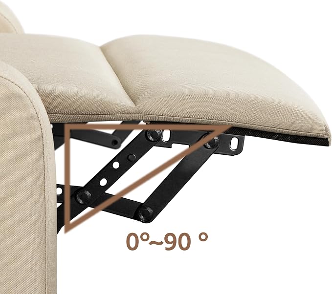 Topeakmart Fabric Recliner Sofa Push Back Recliner Chair Adjustable Modern Single Reclining Chair Upholstered Sofa with Pocket Spring Living Room Bedroom Home Theater Beige