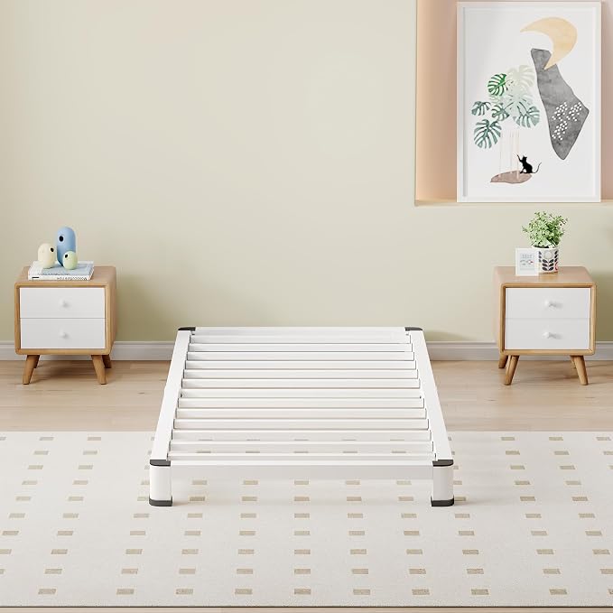 NKZ Twin Platform Bed Frame 4 Inch, Heavy Duty Metal Low Profile Bed Frame with Round Corner Legs, 3500lbs Weight Capacity Reinforced Frame, No Box Spring Needed,Noise-Free, Easy Assembly