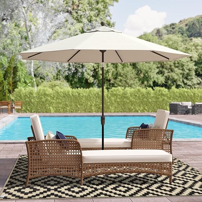SAND MINE Reversible Mats, Plastic Straw Rug, Modern Area Rug, Large Floor Mat and Rug for Outdoors, RV, Patio, Backyard, Deck, Picnic, Beach, Trailer, Camping (3' x 5', Black & Beige Lattice)