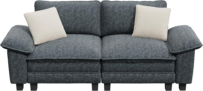 PHI VILLA Indoor Modular Couches Sets, 87.5" Sectional Loveseat Sofa with Upholstered Deep Seat, 2-Seater Comfy Couches for Living Room Bedroom, Chenille Fabric, Dark Cyan