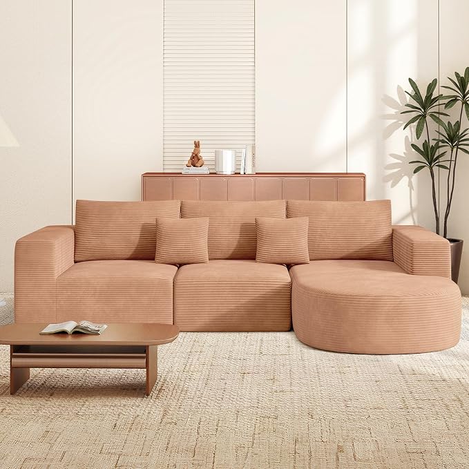 Boneless Couches for Living Room,Cloud Sectional Couch with L-Shape Chaise,Modern Modular Sofa with Deep Seat Upholstered Comfy Couches for Bedroom,No Assembly Required,1PCS