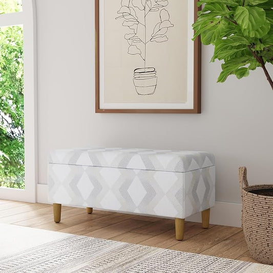 HomePop Malmo 36" Storage Bench - Natural Woven Geo