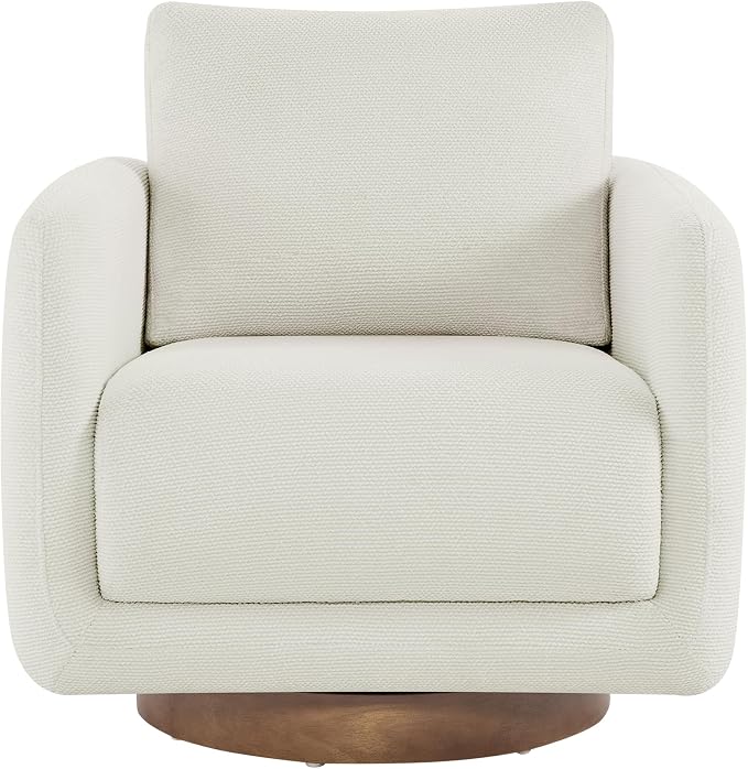 Modern Swivel Accent Chair, 360° Rotating Round Barrel Armchair with Performance Fabric Upholstery for Living Room, Bedroom, Office, Reading Nook, Single,Cream