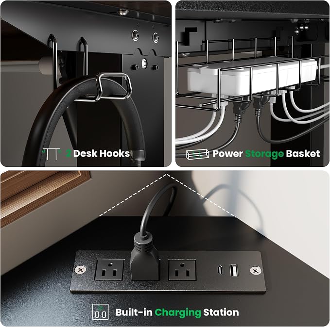 SIAGO L-Shaped Standing Desk - 63 x 55 Inch Adjustable Corner Standing Desk with Charging Station - L Shape Sit Stand Table with Memory Controller, Splice Board for Home Office