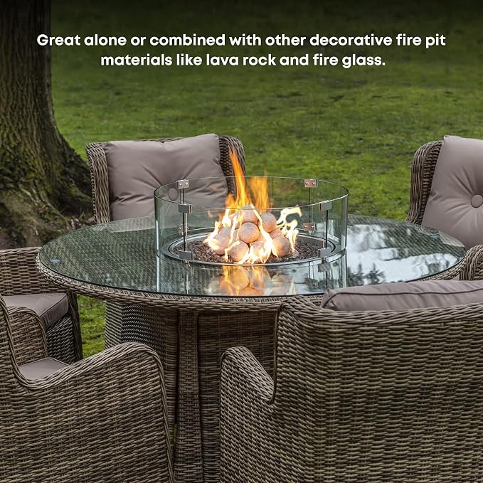 Stanbroil Ceramic Balls - 3” Round Fire Stones for Fire Pit Fire Bowl and Fireplace - Set of 15, Gray