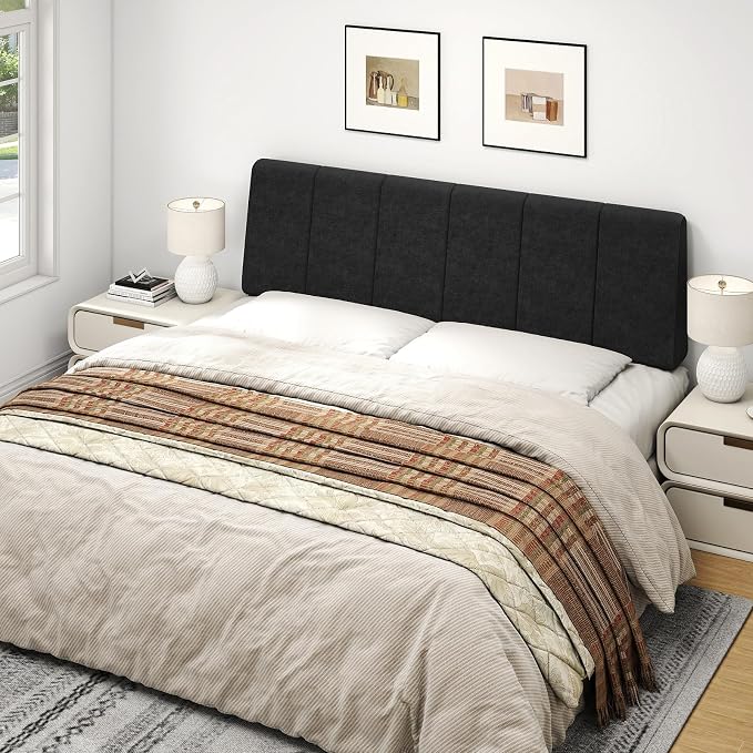 Queen Size Headboard Only-No Assembly, Upholstered Headboard Queen Size Linen Fabric Modern Style Headboards Extra-Thick, Black