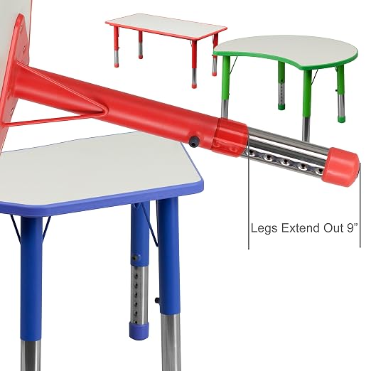 EMMA + OLIVER 21.875x26.625 Red Plastic Height Adjustable Activity Table
