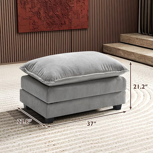 Ihanherry Ottoman for Modular Sectional Cloud Couch, Chenille Deep Seat Sofa for Living Room, Bedroom and Apartment, Grey