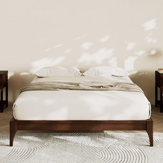 Merax King Size Solid Dry Bamboo Wood Platform Bed | Mid-Century Modern Bed Frame with Wood Slat Support, No Box Spring Needed, Easy Tool-Free Assembly, Chocolate