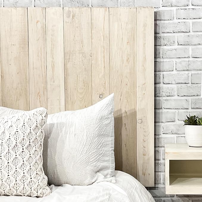 Barn Walls Antique White Headboard, Farmhouse Design, Solid Wood Headboard, Floating Panels, Wall Mount, Adjustable Height, Easy Assembly, King Size