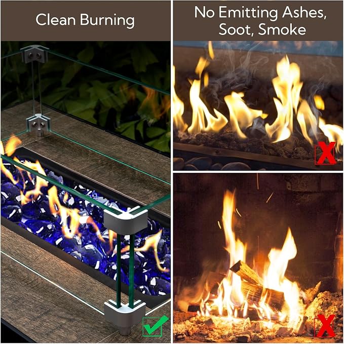 GASPRO 10 Pound Fire Glass Diamonds 1 Inch, Fire Pit Glass Rocks for Gas Fireplace and Fire Pit, Cobalt Blue, High Luster