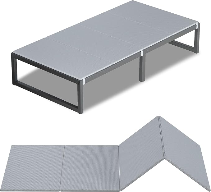 Lutown-Teen Bunkie Board Twin Under Mattress High-Density Polymer Twin Size Bunkie Board Anti-Sag, Breathable, Moisture Resistant, Noise Minimizing, Gray