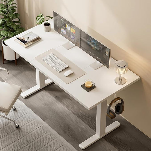 Acrolix Electric Standing Desk, Height Adjustable Home Office Desk with Memory Presets & Cable Management,White Sit Stand Desk for Work from Home, Ergonomic Computer Desk (55" x 24")