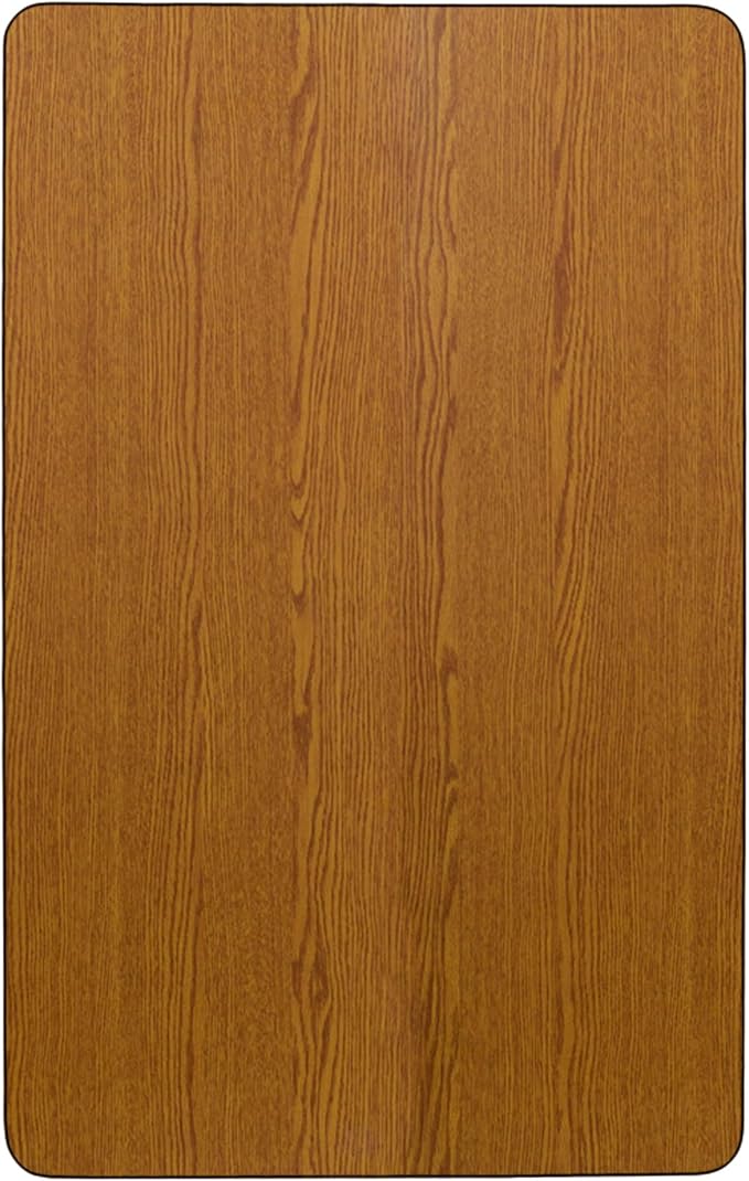 Flash Furniture Wren 30"W x 72"L Rectangular Oak Thermal Laminate Activity Table - Height Adjustable Short Legs