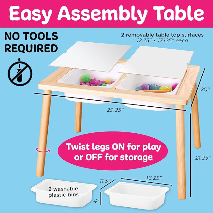 Creativity for Kids Sensory Table with 29-Piece Color Party Accessory Kit | Indoor Toddler Activity Table with Bins | Easy-Clean Design for Sand, Water & Crafts | Educational & Fun (Ages 3+)