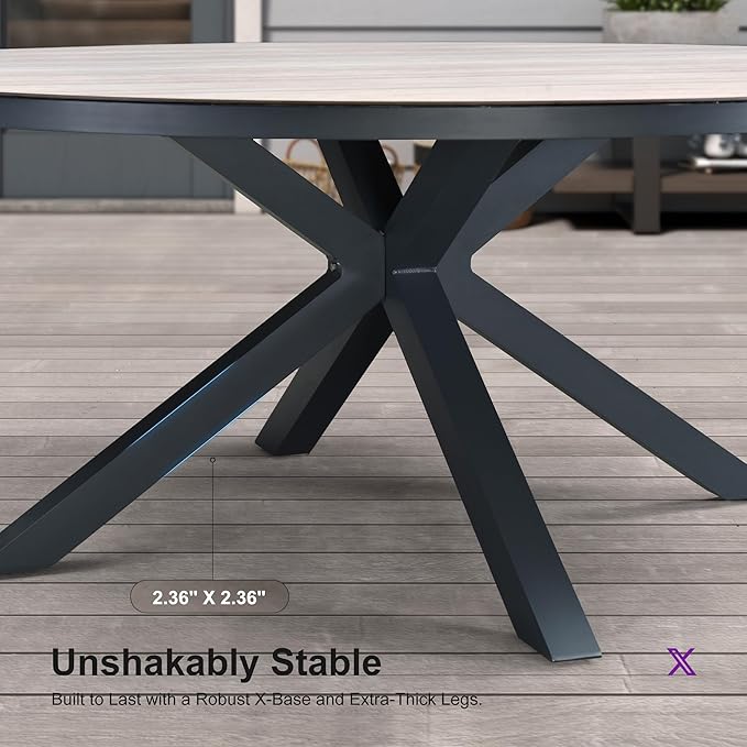 PURPLE LEAF 5-Piece Patio Dining Set Outdoor Furniture Round Table and Chairs with Cushions Gray-Finish Aluminum Frame All-Weather Wicker for Garden Deck Backyard Kitchen