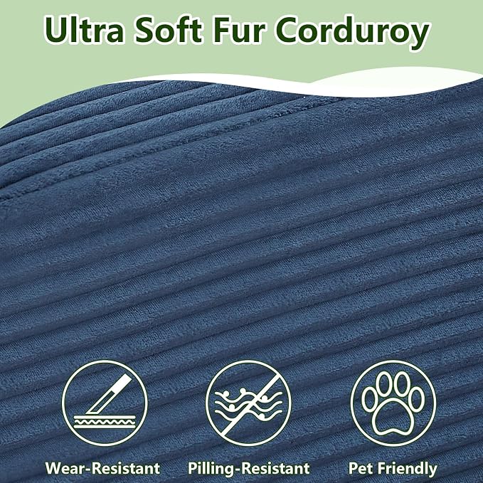96" Modular Sectional Sofa, Modern Corduroy Cloud Couch, Boneless Couch Upholstered 3-Seater L-Shaped Sofa for Living Room, No Assembly Required (Blue, Left-Facing Chaise)