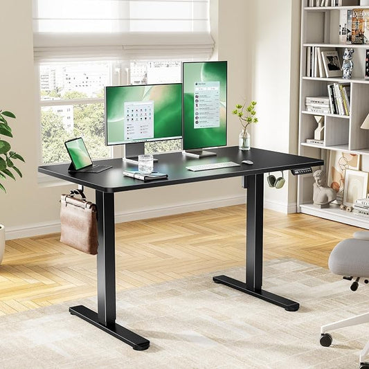 Marsail Standing Desk, Height Adjustable Desk with One-Piece Desktop, 48 x 30 inch Black Sit Stand Desk with 4 Memory Presets for Home Office & Workstations (2 Packages)