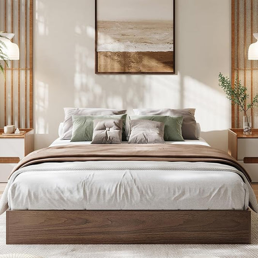 GarveeHome California King Wood Platform Bed Frame,Wooden Bed Frame Without Headboard, Wood Slat Support,No Box Spring Needed, Easy Assembly