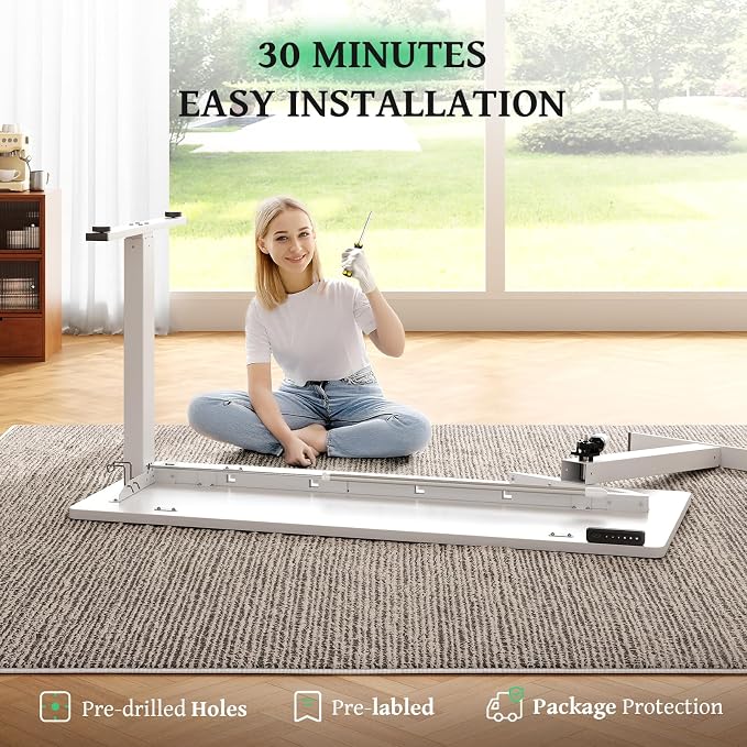 SIAGO Electric Standing Desk Adjustable - 55 x 24 Inch Sit Stand up Desk with 0.8 Inch Thick Tabletop - Adjustable Height Table with 3 Memory Preset, Cable Management for Home Office