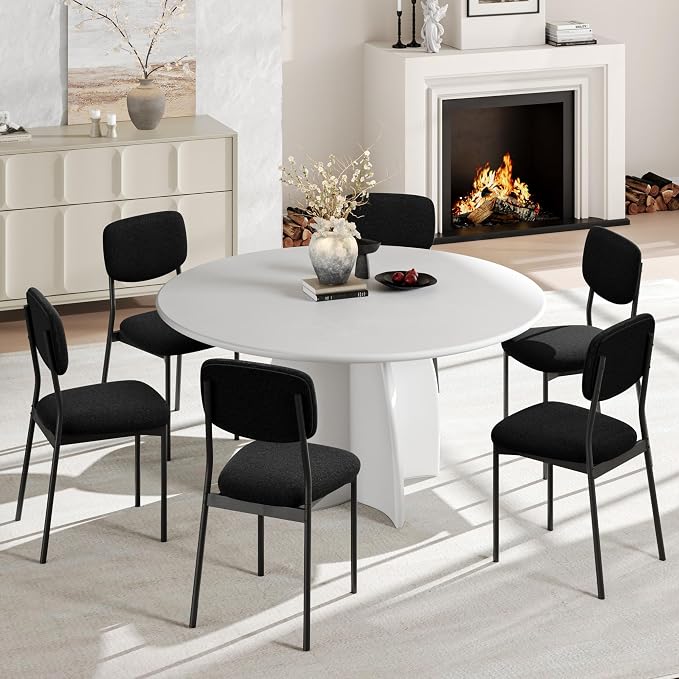 Einhomn Upholstered Dining Chairs Set, Modern Stackable Dining Room Chairs with Soft Velvet Backrest, Kitchen Chairs with Sturdy Metal Legs for Living Room, Restaurant, Set of 4,Black