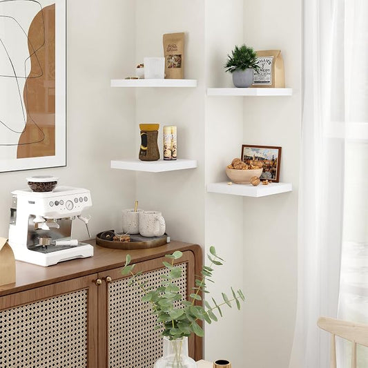 Fun Memories Floating Shelves for Wall - 9.3 Inch Square Shelves with Invisible Brackets, Small Wall Shelf for Living Room, Bathroom, Bedroom, and Kitchen Decor Set of 3