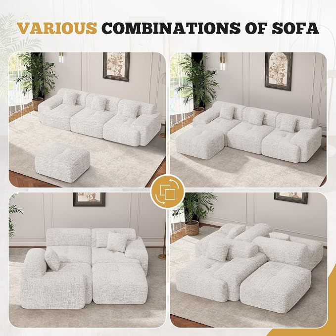 85" Cloud Loveseat Sofa in a Box, Modern Small Couch No Assembly Required, Comfy Deep Seat Boneless Couches for Living Room, Bedroom, Apartment, Beige 1 PCS