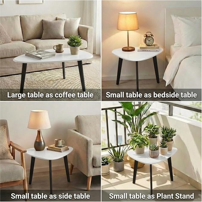 Nesting Coffee Table Set of 2-Mid Century Moder Coffee Table | Guitar Pick Stacking Tables with Solid Wood Legs,Small Coffee Tables for Small spaces,Living Room,Balcony