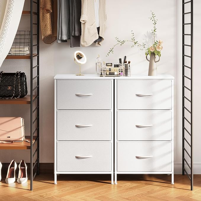 AODK Dresser for Bedroom Nightstand Small Chest of Drawers End Table for Living Room, Closet Dresser with 3 Storage Drawers Organizer Clothes, White