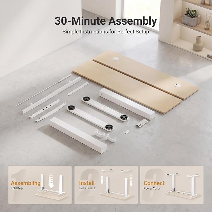 Claiks Electric Standing Desk, 35 x 20 Inch Small Height Adjustable Sit Stand Desk for Home Office, Computer Desk with Memory Presets, Cable Management & Headphone Hooks, 156 lbs Capacity, Nature