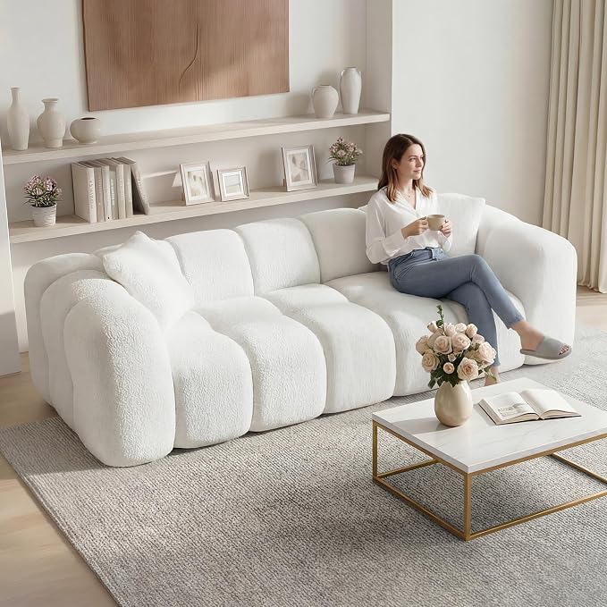 KISLOT 84" Boneless Couch No Assembly Required Loveseat Sofa Modern Deep Seat Cloud Couch Modern Compressed Sofa Oversized Upholstered 3-Seater for Living Room Bedroom