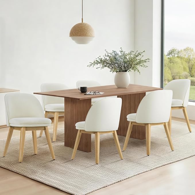 KISLOT Wooden Dining Chairs Set of 4, Fabric Upholstered Modern Dining Room Chairs with Double-Layer Thick Seat Cushion & Ergonomic Backrest for Restaurant, Kitchen and Cafรฉ, 2 Boxs