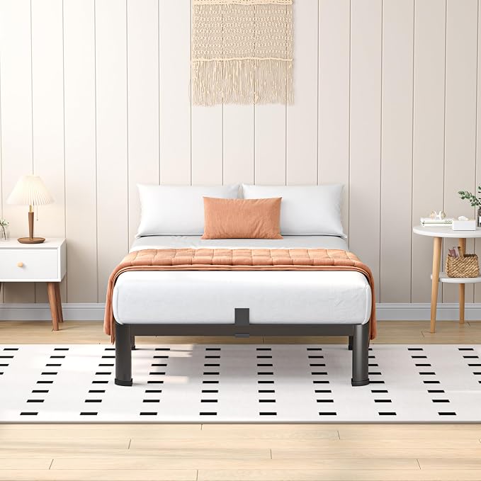 VIPSHOW 10 Inch Twin Heavy Duty 3500 lbs Bed Frame with Round-Corner Legs & Anti-Squeak Design – Quick Assembly Metal Platform, No Box Spring Needed