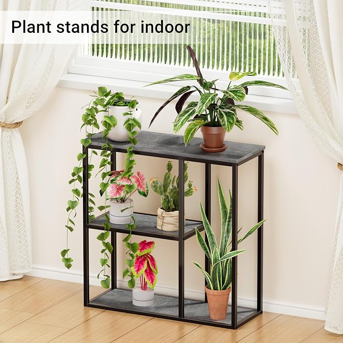 WOHOMO Console Table, 11.8 Inch Narrow Entryway Table with 3-Tier Storage Shelves 31.5 Inch Industrial Sofa Table Small Hallway Table for Living Room Grey