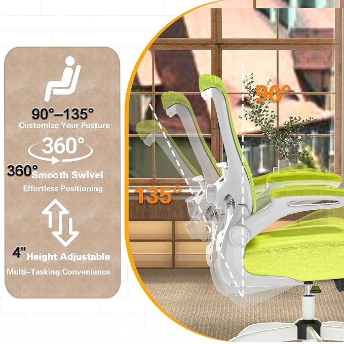 Ergonomic Office Chair for Long Hours, Padded Lumbar Support for Lower Back Relief, 330 lb Capacity, Comfortable Computer Desk Chair for Home Office, Computer & Study