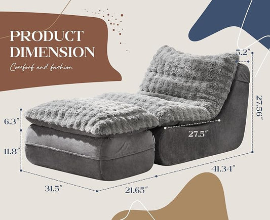 Hobestluk Sofa Couch Foam Sofa for Small Spaces Comfy Sofas with footrest Couch Recliner Small Sofas for Living Room, Bedroom, Apartment (Grey)