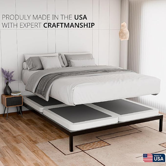 Nutan, 2-Inch Sturdy Wood Box Spring for Mattress Support - Durable and Fully Assembled, Natural Wood Foundation for King, White