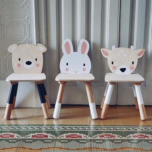 Tender Leaf Toys - Forest Table and Chairs Collections - Adorable Kids Size Art Play Game Table and Chairs - Made with Premium Materials and Craftsmanship for Children 3+ (Forest Bear Chair)