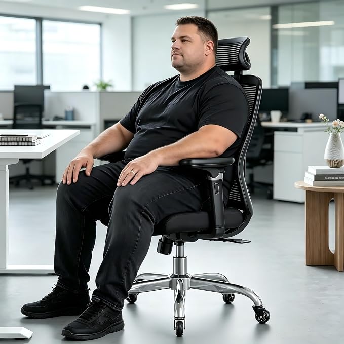 Marsail Ergonomic Office Chair with 6D Armrests, Ergonomic Chair with 3D Adjustable Headrest, Slide Seat, Lumbar Support, and 4-Position Tilt Lock – Big and Tall Office Chair with 330 lbs Capacity