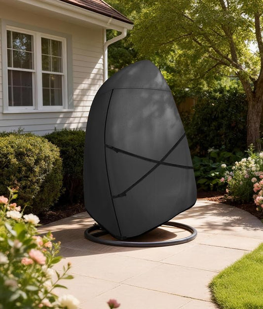 ULTCOVER Patio Hanging Egg Chair Cover - Waterproof Outdoor Double Seat Swing Egg Chair with Stand Cover 66W x 43D x 68H inches, Black