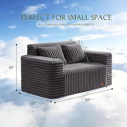 ZurNesfure Sofa Couch Cloud Loveseat, Memory Foam Couch with Pillow No Assembly Need, Modern Couch with deep seat and Washable Cover Boneless Sofas for Living Room Bedroom Apartment(Darkgrey,Loveseat)