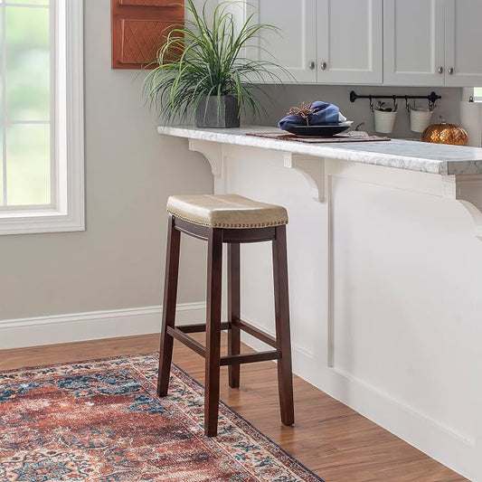 Linon Carson Cream Backless Bar Stool, Off-White